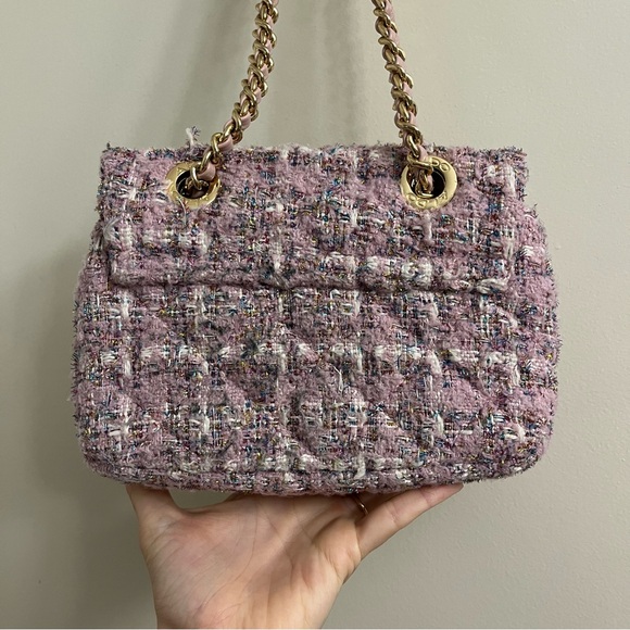 Aldo Boucle Convertible Crossbody Bag Pink Glitter Tweed Purse - Picture 6 of 16